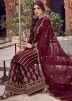 Maroon Jacquard Woven Palazzo Suit With Dupatta