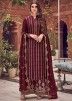 Maroon Jacquard Woven Palazzo Suit With Dupatta