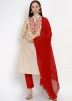 Golden Embroidered Readymade Pant Salwar Suit
