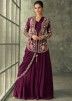 Purple Georgette Gown With Embellished Jacket