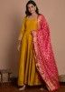 Readymade Yellow Anarkali Suit With Bandhej Dupatta