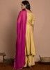 Readymade Golden Flared Palazzo Suit With Dupatta