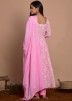 Readymade Pink Floral Block Printed Anarkali Pant Suit