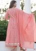 Peach Leheria Block Printed Readymade Anarkali Pant Suit