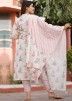 Off White Block Printed Readymade Pant Salwar Suit