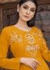 Readymade Yellow Embroidered Cotton Gown