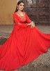 Readymade Red Embroidered Cotton Gown