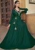 Readymade Bottle Green Embroidered Cotton Gown