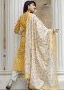 Yellow Floral Block Printed Readymade Pant Salwar Suit
