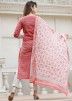 Readymade Peach Floral Block Printed Pant Salwar Suit