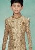 Golden Readymade Asymmetric Kids Sherwani Set