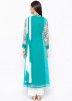 Turquoise Readymade Georgette Slit Style Palazzo Suit