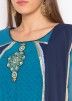Blue Embroidered Paneled Readymade Palazzo Suit