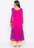 Pink and Purple Readymade Embroidered Anarkali Suit