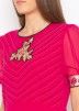 Pink Embroidered Asymmetric Puff Sleeved Kurta Set