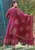 Magenta Hand Block Printed Readymade Anarkali Suit