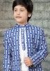 White Readymade Woven Art Silk Jacket Style Kids Sherwani 