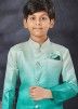 Turquoise Shaded Kids Sherwani In Art Silk
