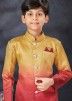 Red & Golden Shaded Kids Sherwani in Art Silk