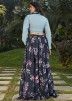 Readymade Blue Top With Floral Printed Long Skirt
