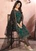Green Embroidered Pant Salwar Suit With Dupatta