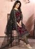 Maroon Embroidered Net Straight Cut Pant Salwar Suit