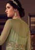 Sage Green Front Slit Embroidered Kameez With A Pant 
