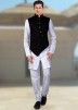 Readymade Rayon Black Asymmetric Nehru Jacket for Men Online Shopping