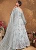 Grey Embroidered Net Abaya Suit 