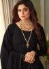 Shamita Shetty Black Embroidered Anarkali Suit With Dupatta