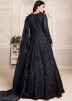 Black Embroidered Net Anarkali Suit With Dupatta