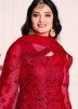 Red Embroidered Net Bridal Anarkali Suit