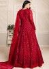 Red Embroidered Net Bridal Anarkali Suit