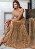 Golden Embroidered Front Slit Suit With Dupatta