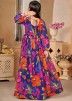 Kids Blue Floral Print Readymade Gown