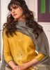 Yellow Readymade Silk Pant Style Salwar Kameez