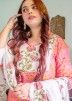Printed Peach Suit With Floral Dupatta