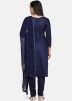 Navy Blue Embroidered Cotton Pant Salwar Suit