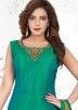 Readymade Green Art Silk Slit Style Salwar Kameez