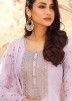 Purple Embroidered Anarkali Suit With Net Dupatta