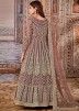 Mauve Embroidered Net Anarkali Suit With Dupatta