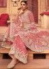 Pink Embroidered Bell Sleeved Sharara Suit With Dupatta