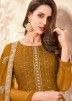 Yellow Georgette Sequins Embroidered Suit With Pants