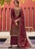 Magenta Printed Palazzo Suit With Sequined Dupatta