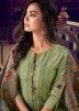 Green Embroidered Pant Style Suit In Silk