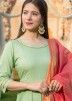 Green Readymade Anarkali Style Suit With Dupatta