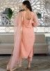 Peach Embroidered Readymade Pant Style Salwar Suit