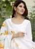 Readymade White Anarkali Suit In Cotton