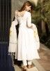Readymade White Anarkali Suit In Cotton