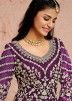 Purple Embroidered Anarkali Salwar Suit In Net